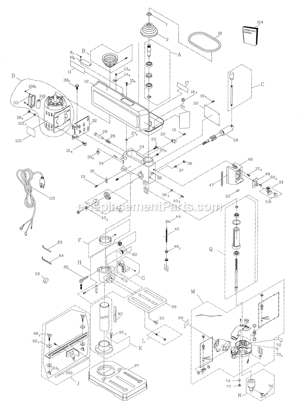 Craftsman 137219001 Drill Press Page A Diagram