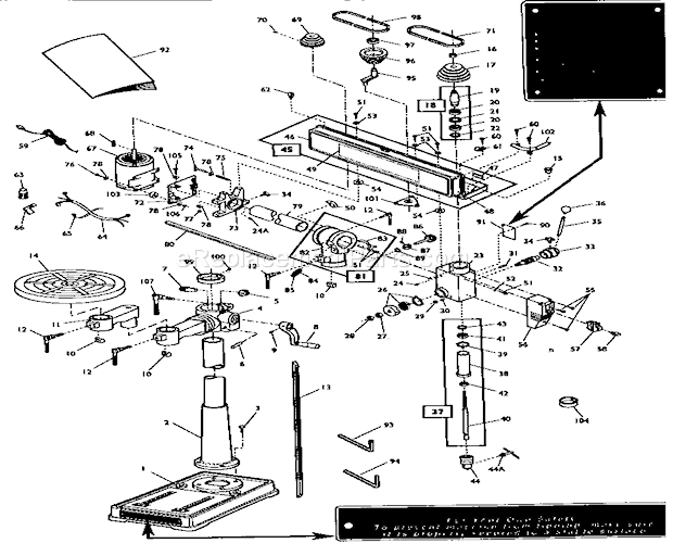 Craftsman 149213330 Radial Drill Press-floor Model Page A Diagram