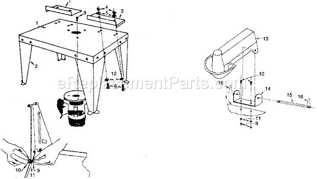 Craftsman 17125456 Router Table Unit Parts Diagram