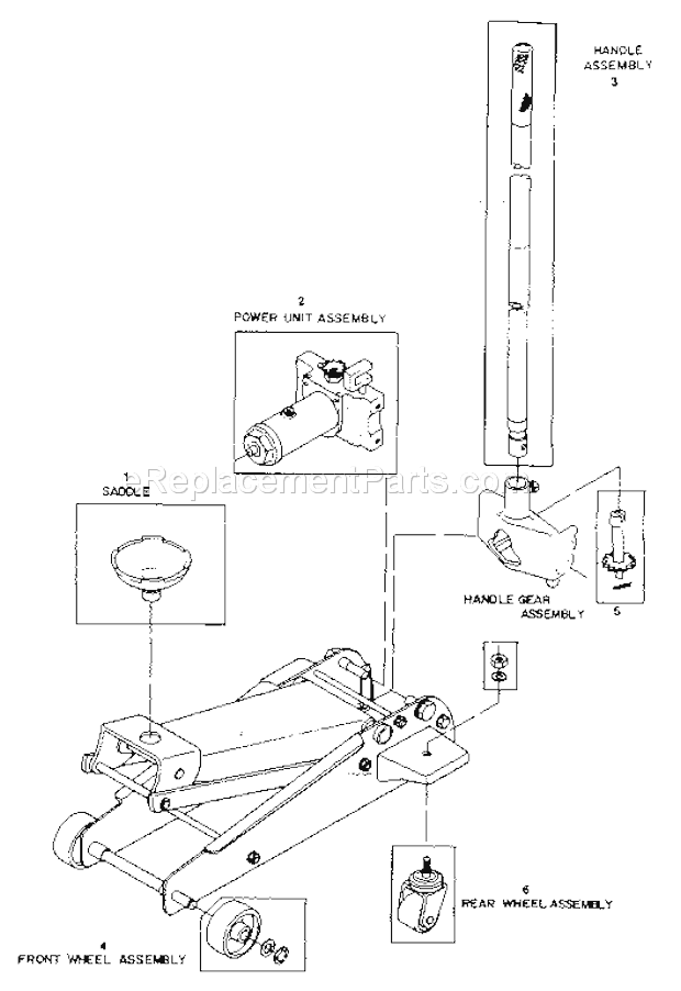 Craftsman 21450110 2 1/4 Ton Service Jack Unit Parts Diagram