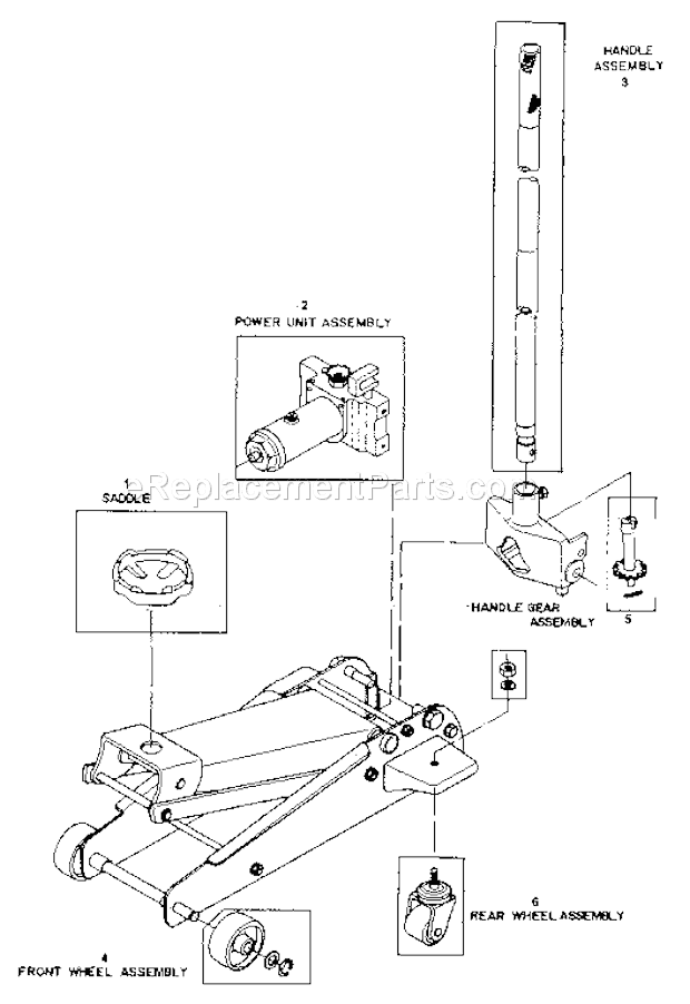 Craftsman 21450112 2 Ton Service Jack Unit Parts Diagram