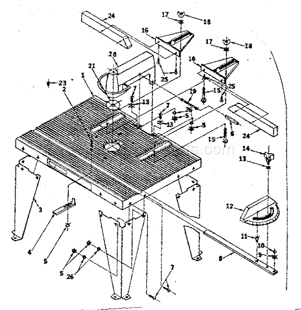 Craftsman 25444 Router And Sabre Saw Table Unit Parts Diagram