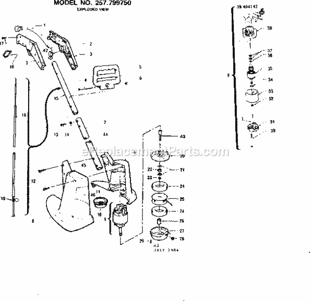 Craftsman 257799750 Electric WeedwackerBladeless Grass Trimmer Page A Diagram