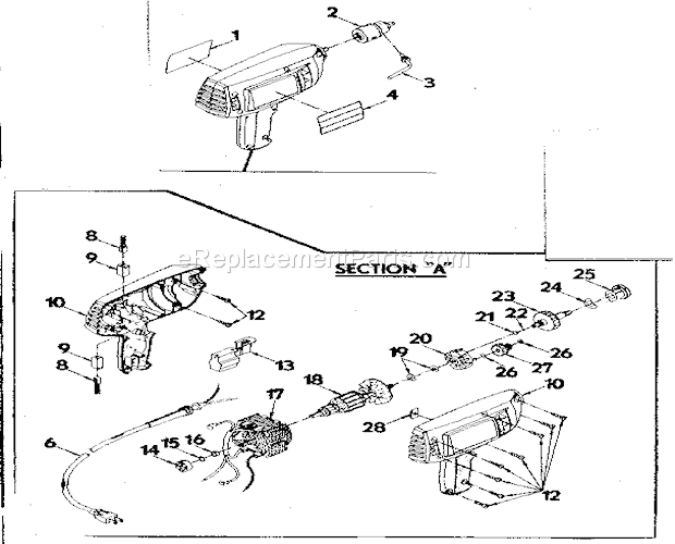 Craftsman 31510021 3/8 Inch Electric Drill Page A Diagram