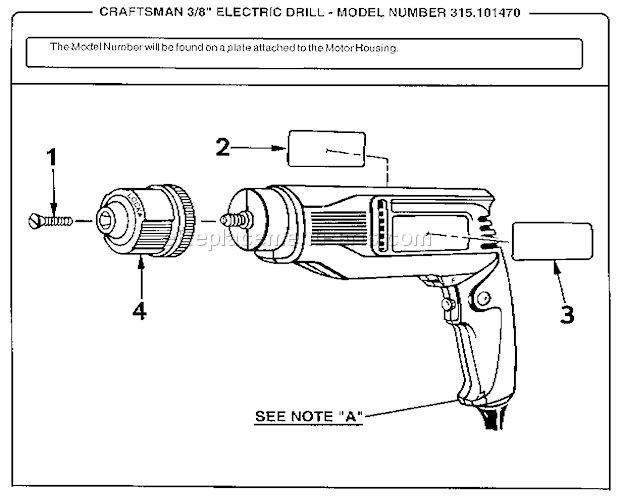 Craftsman 315101470 Electric Drill Page A Diagram