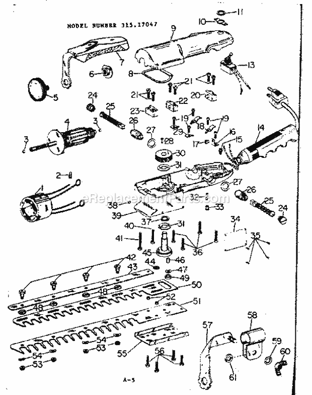 Craftsman 31517047 Hedge Trimmer Page A Diagram