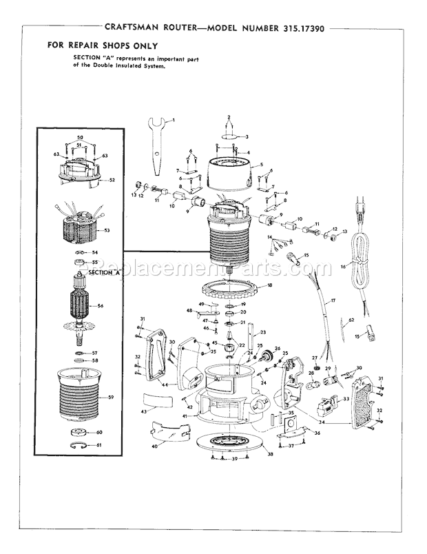 Craftsman 31517390 Router Unit Parts Diagram