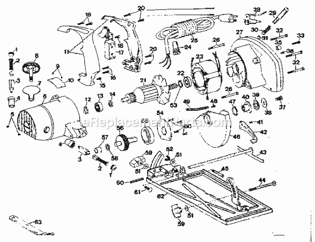 Craftsman 31527815 7 In. Electric Hand Saw Unit Parts Diagram