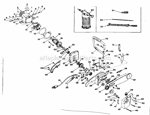 Craftsman 31534030 Electric Chainsaw Replacement Parts Diagram