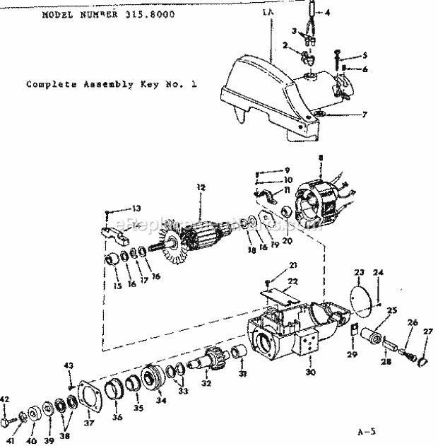 Craftsman 3158000 Radial Arm Saw Motor Unit Unit Parts Diagram