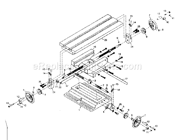 Craftsman 35127593 Milling Table Unit Parts Diagram