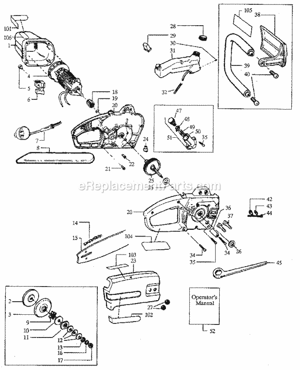 Craftsman 35834170 Chainsaw Replacement Parts Diagram