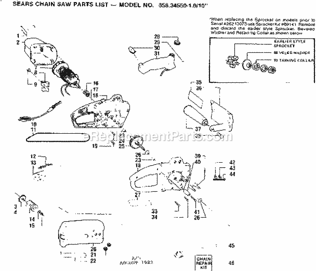 Craftsman 35834550 Chainsaw 10 In. Electric Chainsaw Diagram