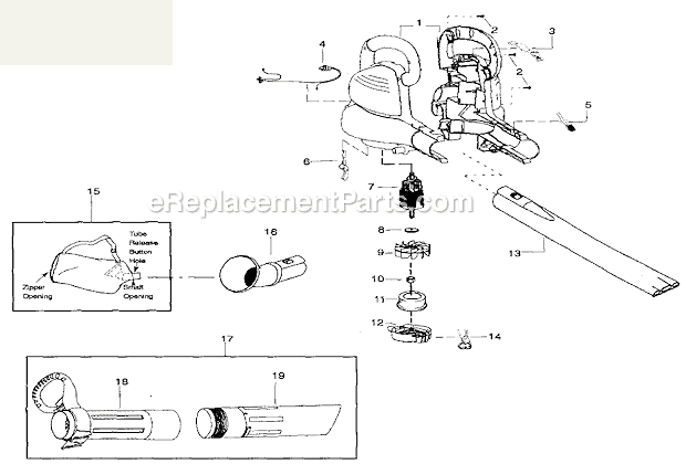 Craftsman 358748260 12 Amp Electric Blower Blower Assembly Diagram
