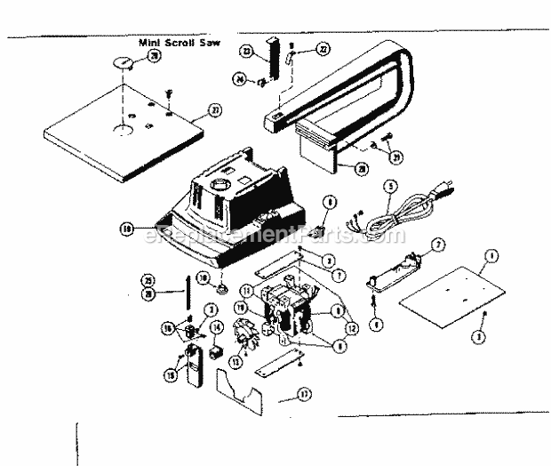 Craftsman 57225142 Sears Mini Scroll Saw Unit Parts Diagram