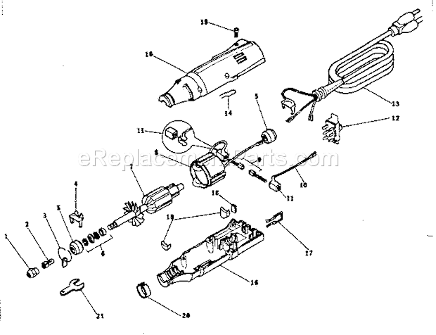 Craftsman 57261000 Single Speed Rotary Tool Unit Parts Diagram