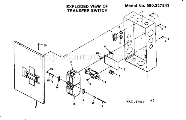 Craftsman 580327841 Exploded View Of Transfer Switch Unit Parts Diagram