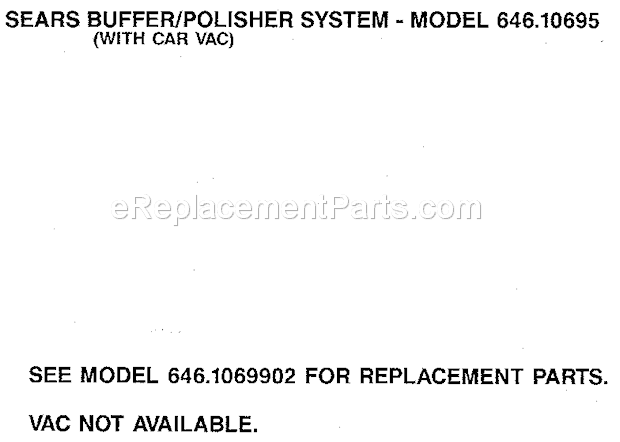 Craftsman 64610695 Buffer/polisher System Model Notes Diagram