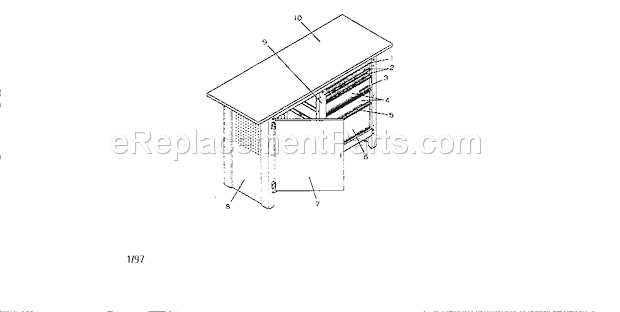 Craftsman 706655070 5 Drawer Workbench Galvanized Top Unit Parts Diagram