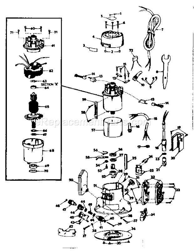 Craftsman 7482 Router Unit Parts Diagram