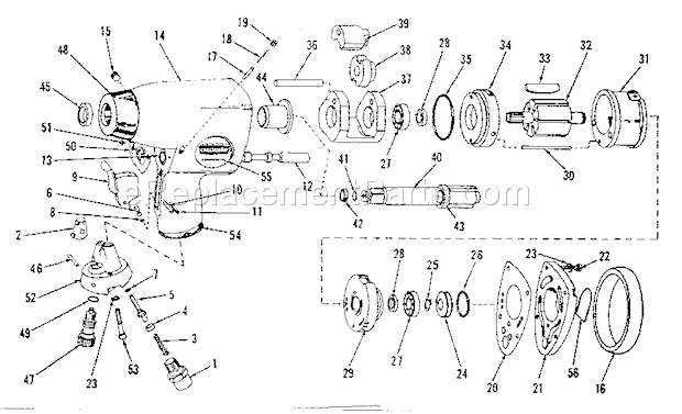 Craftsman 75618892 Commercial 1/2 Inch Heavy Duty Air Impact Wrench Unit Parts Diagram