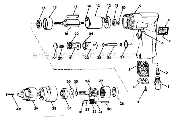 Craftsman 756188980 Reversible Air Drill Unit Parts Diagram
