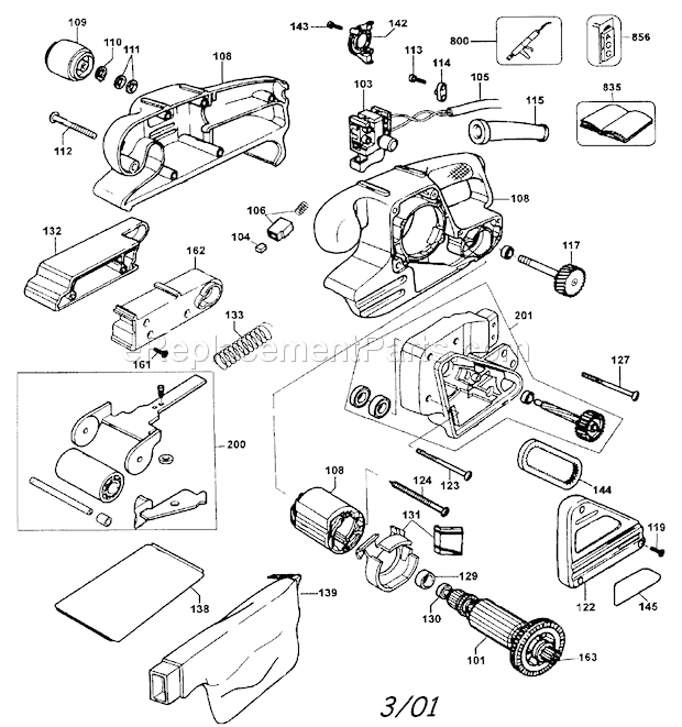 Craftsman 900117230 Belt Sander Cabinet Parts Diagram