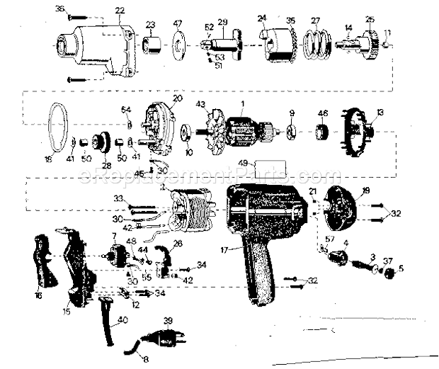 Craftsman 900275110 Industrial 1/2 Inch Electric Impact Wrench Unit Parts Diagram