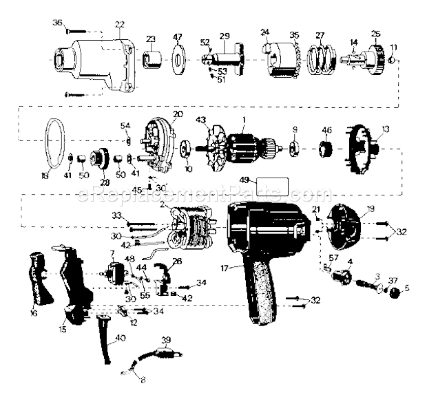 Craftsman 900275120 Industrial 1/2 Inch Electric Impact Wrench Unit Parts Diagram