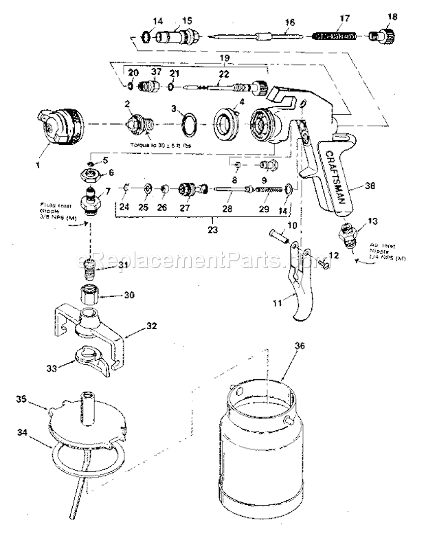 Craftsman 919155160 Spray Gun With A Drip-free Cup Page A Diagram