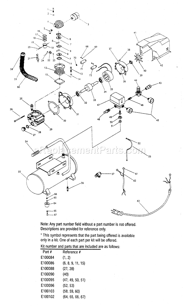 Craftsman 921152100 Air Compressor Compressor Diagram