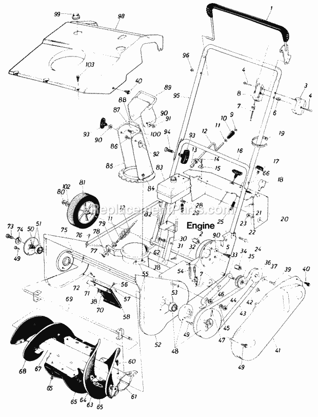 Cub Cadet 151314 (1984) 21-In Snow Thrower Snow Thrower Main Assembly Diagram