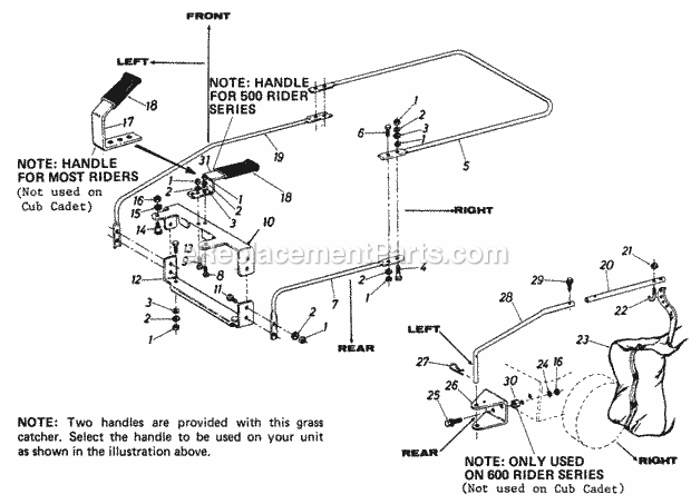 Cub Cadet 195-015 (1985) Attachment & Kit Grass Catcher Diagram