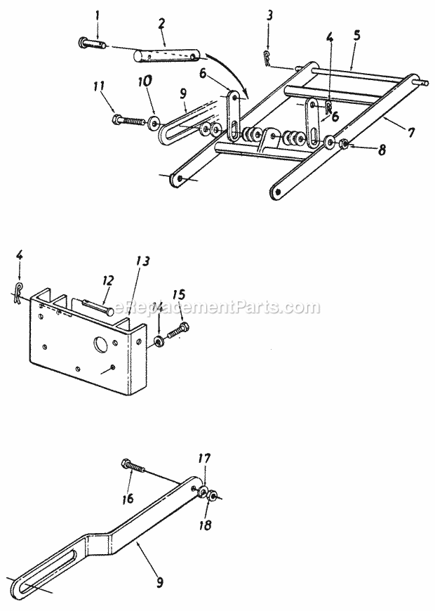 Cub Cadet 195-404 (1985) Attachment & Kit Sleeve Hitch Package Diagram