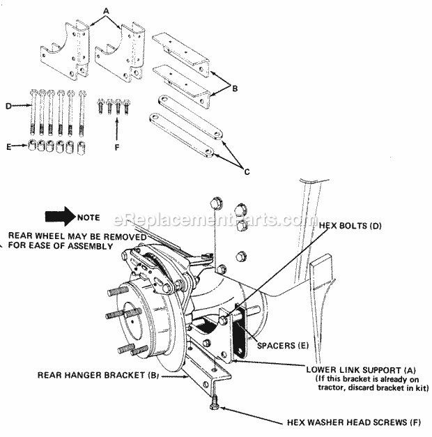 Cub Cadet 195-421 (1985) Attachment & Kit Hanger Bracket Extension Kit Diagram