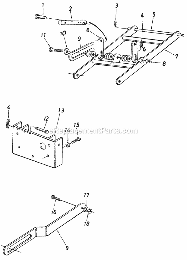 Cub Cadet 196-404 (196-404-100) (1986) Attachment & Kit Sleeve Hitch Package Diagram