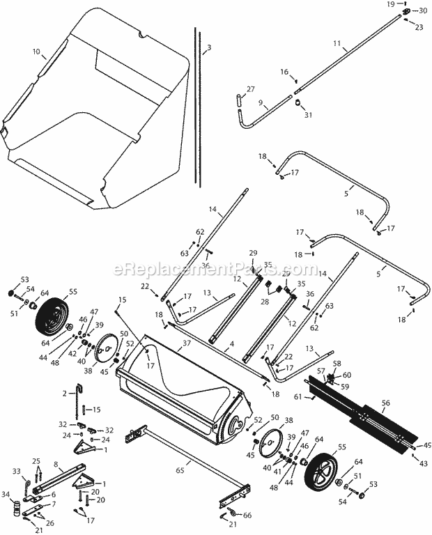Cub Cadet 19A40038100 44-In Lawn Sweeper General Assembly Diagram