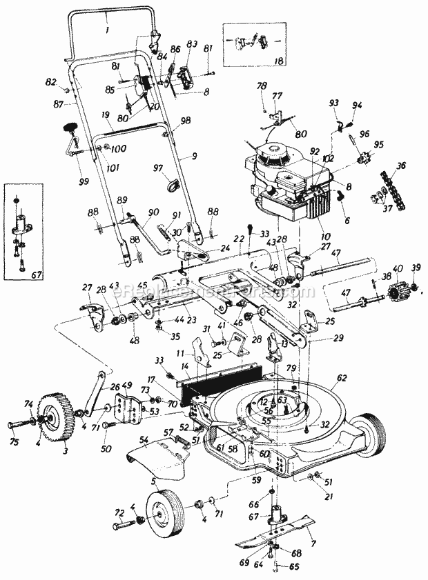 Cub Cadet 280124 (1984) 22-In Ers Self-Propelled Mower Rotary Mower Diagram