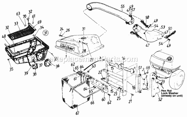 Cub Cadet 310 (190-310-100) (1992) Attachment & Kit Rear Bagger Diagram