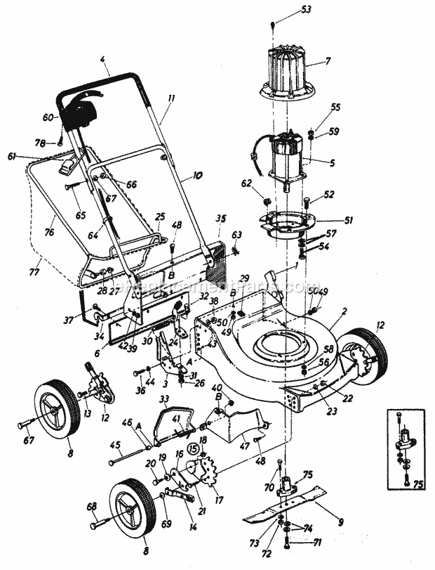 Cub Cadet 312185 (1985) Electric Mower Parts for Electric Rotary Mower Diagram