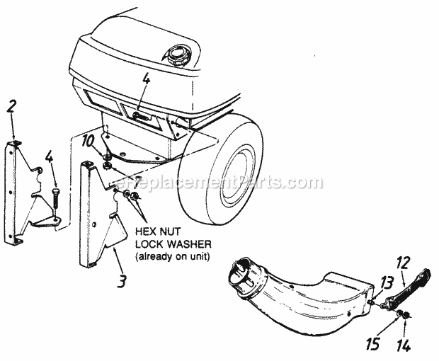 Cub Cadet 326 (190-326-100) (1990) Attachment & Kit Rear Bagger Mounting Kit Diagram