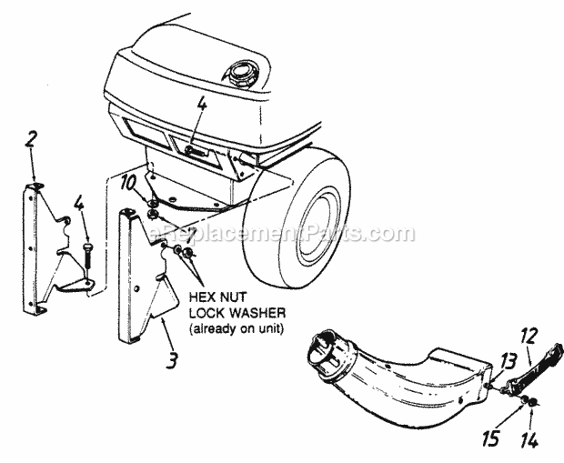 Cub Cadet 326 (190-326-100) (1991) Attachment & Kit Rear Bagger Mounting Kit Diagram