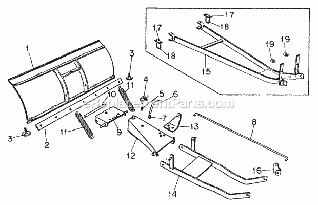 Cub Cadet 42-In, 54-In Push Blade - 2 Attachment Blade, Main Frame and Springs-Tractor S/N 400,001 & Above Diagram