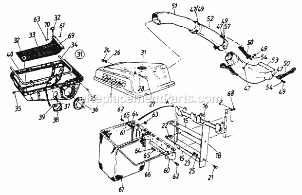 Cub Cadet 426 (190-426-100) (1989) Attachment & Kit Rear Bagger Diagram