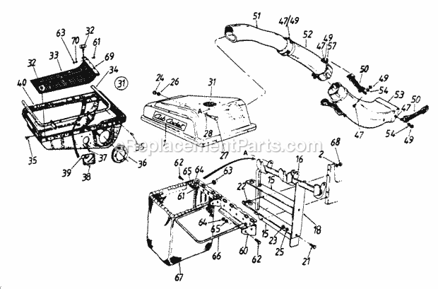 Cub Cadet 426 (190-426-100) (1990) Attachment & Kit Rear Bagger Diagram
