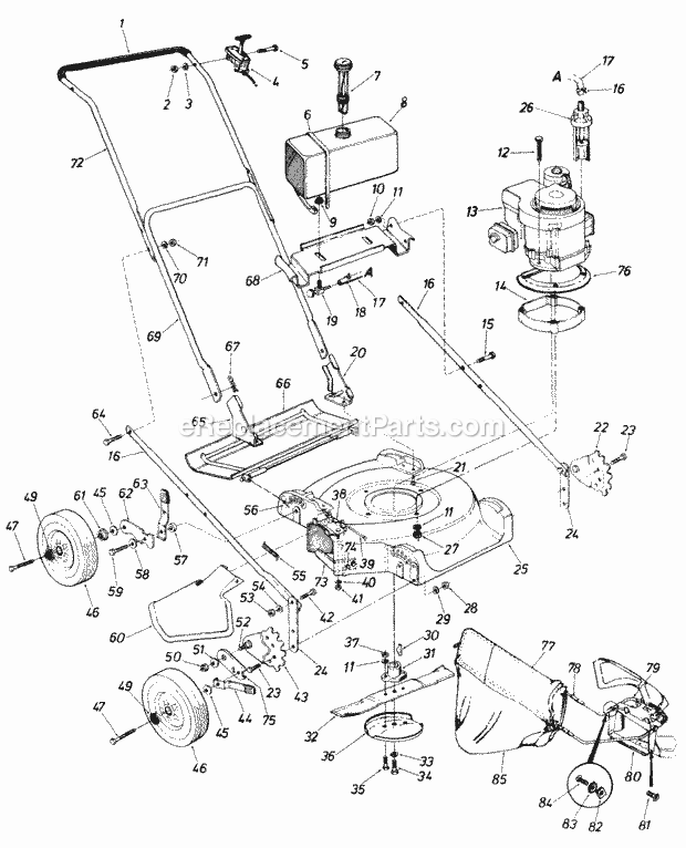 Cub Cadet 618112 (1982) 20-In Push Mower Throttle Control, Height Adjuster & Adapter Plate Assemblies Diagram