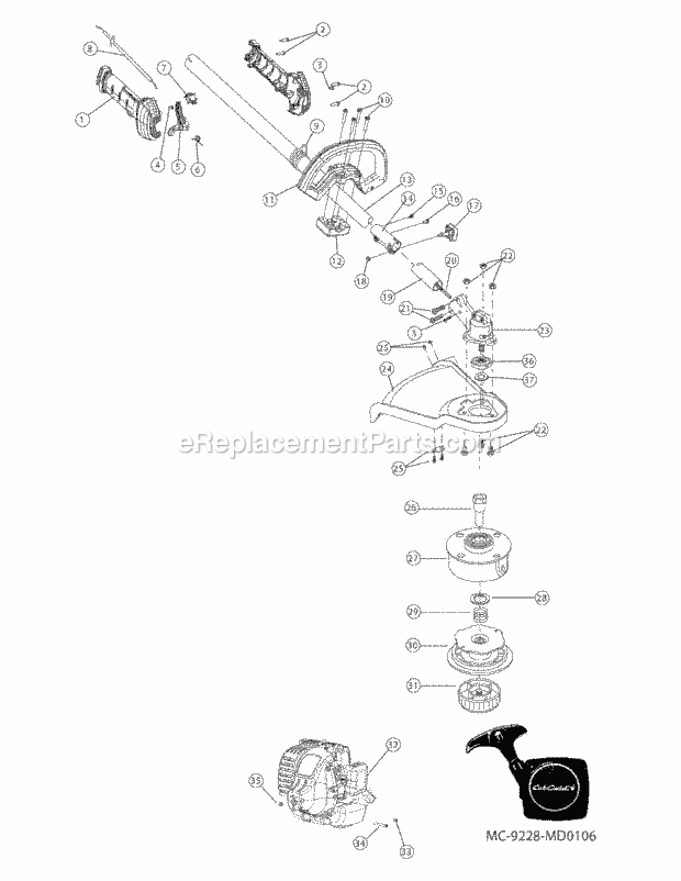 Cub Cadet CCC3075 (41ADC75C950) String Trimmer General Assembly Diagram