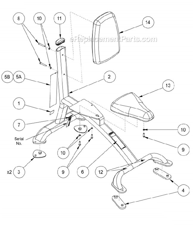 Cybex 16031 Utility Bench - Free Weights Page A Diagram