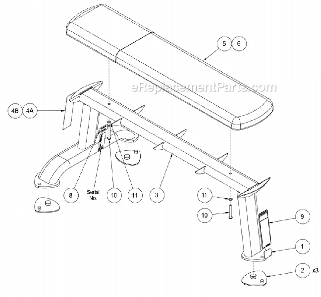 Cybex 16041 Flat Bench - Free Weights Page A Diagram