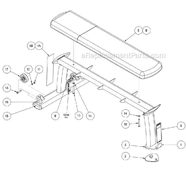 Cybex 16042 Flat Bench w/ Wheels - Free Weights Page A Diagram